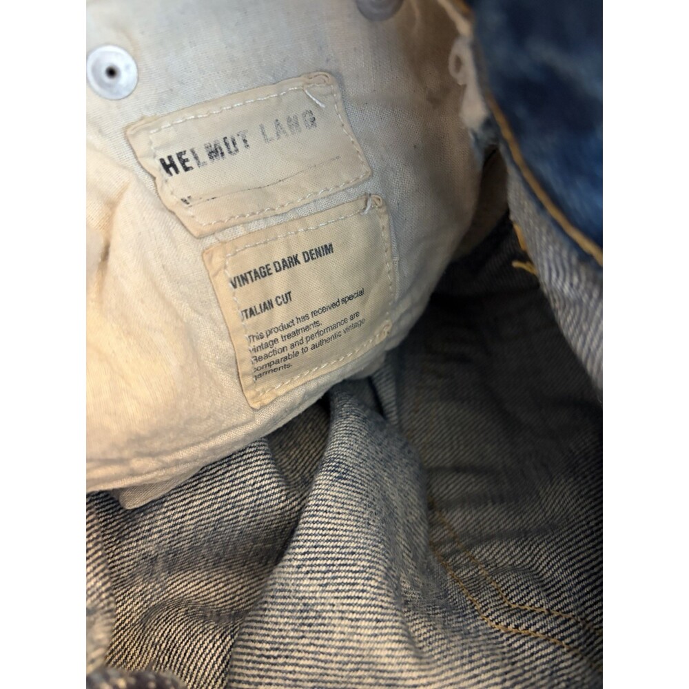 HELMUT LANG Raw Hem Denim Vintage Dark Denim Distressed Jeans SZ 26 Italian Cut - Picture 7 of 7